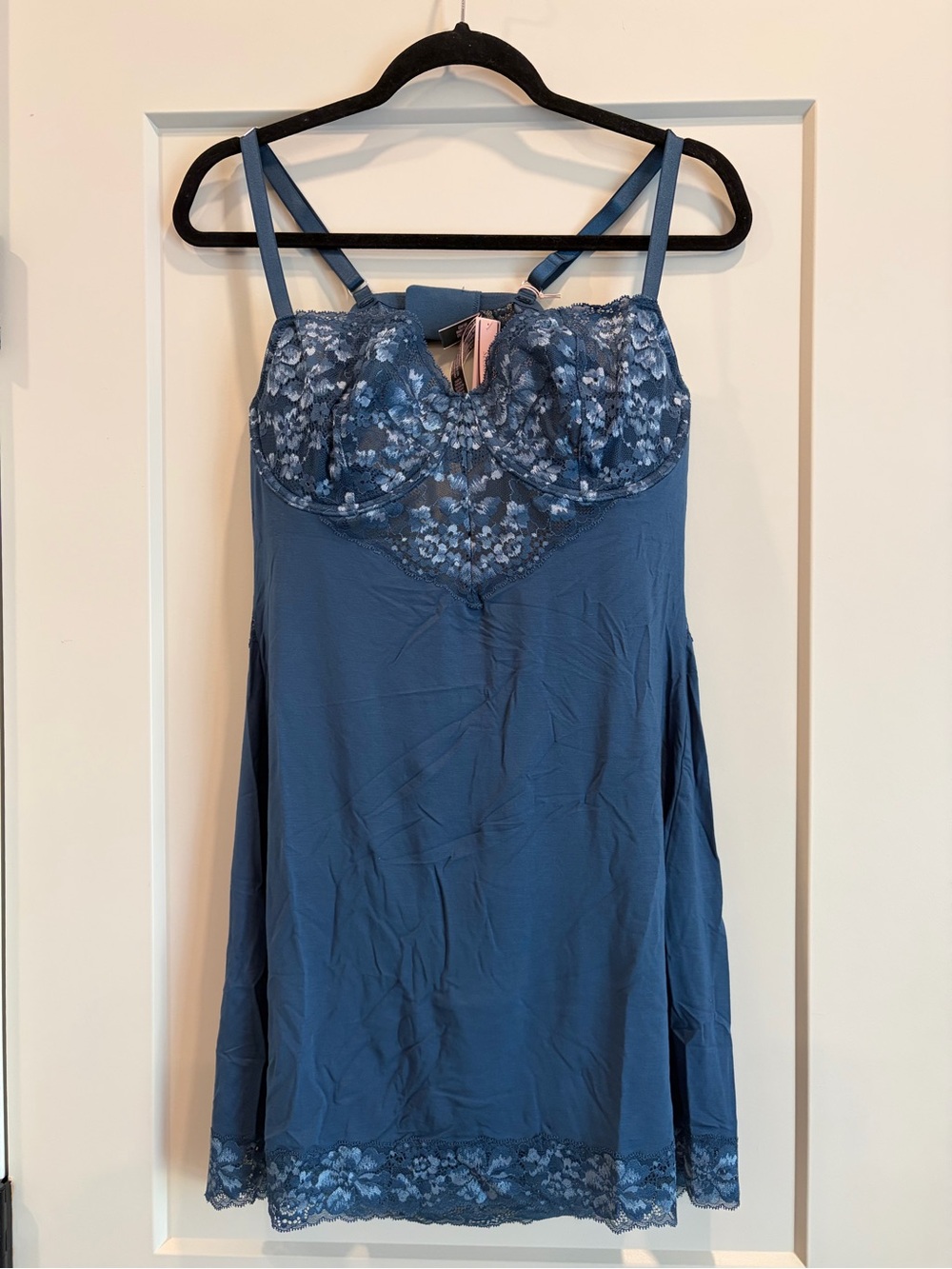 Victoria's Secret Steel Blue Lace-Trim Slip